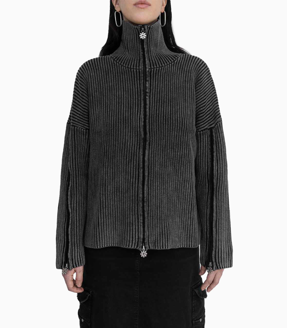 Triple Zip Cardigan